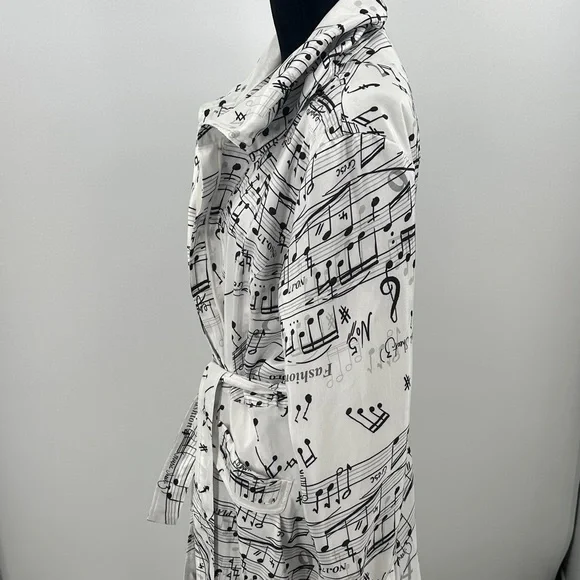 Samuel Dong trench coat White Music Note Print size petite - Picture 5 of 9